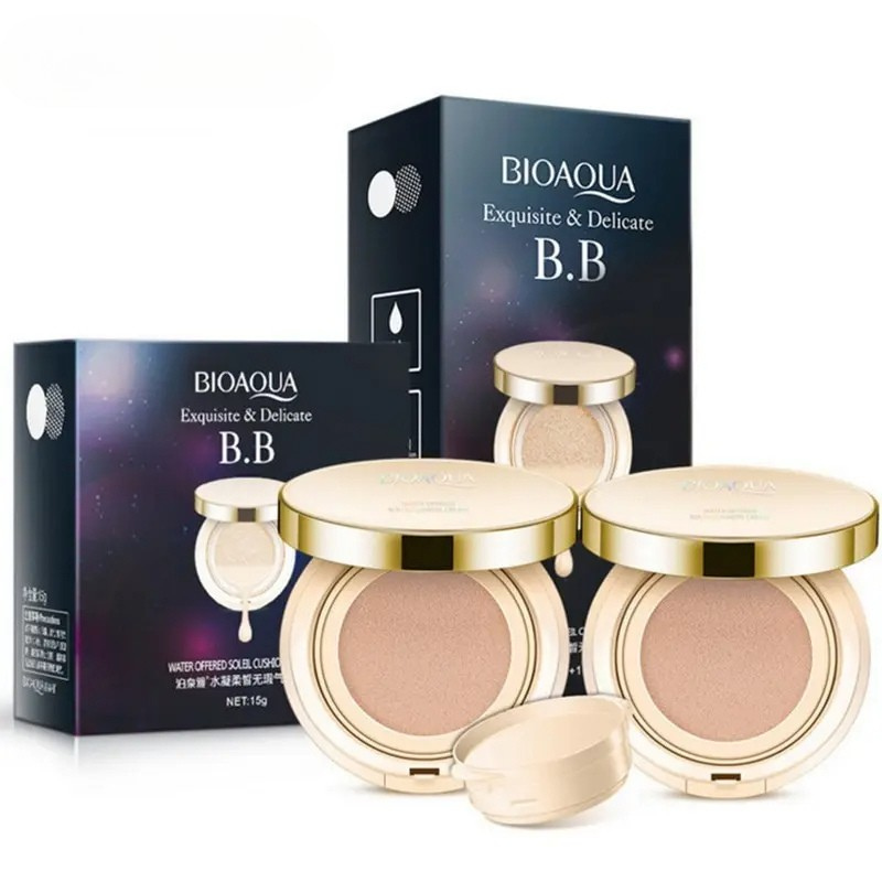 Base Cushion Clareadora BIOAQUA – Cobertura Perfeita e Hidratação com Efeito BB Cream