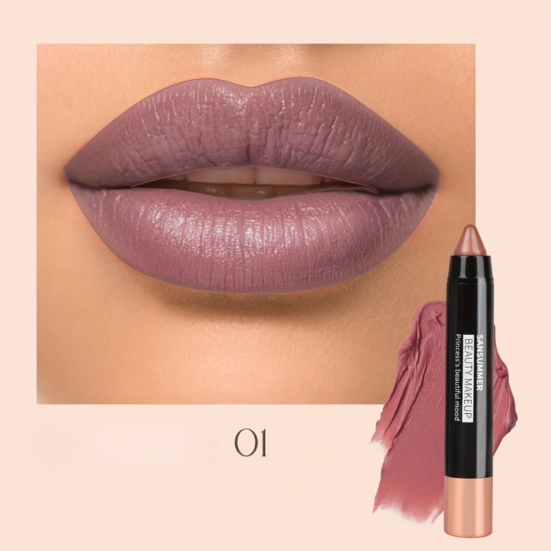 (COMPRE 1 LEVE 2) Lápis Labial Matte à Prova d’Água SANSUMMER – Cor Intensa e Conforto o Dia Todo