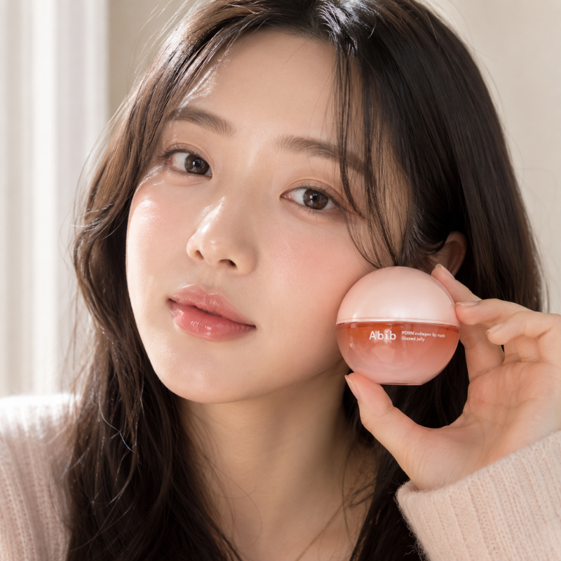 Abib PDRN Collagen Lip Mask Glazed Jelly 11g – Máscara Labial Coreana com Colágeno, PDRN e Efeito Glass Lips