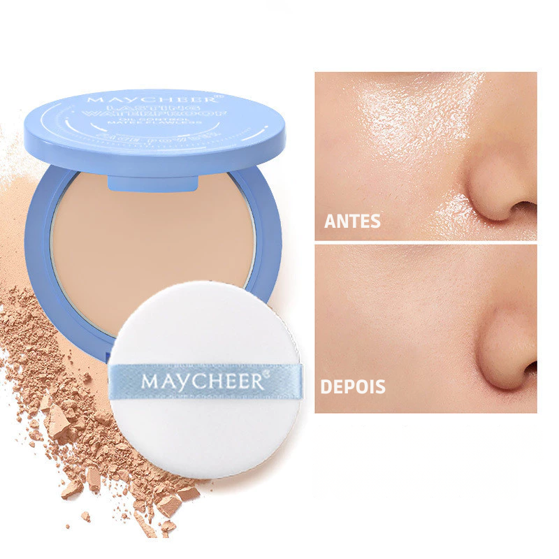 Pó Facial Matte Maycheer – Controle de Oleosidade e Efeito Impecável