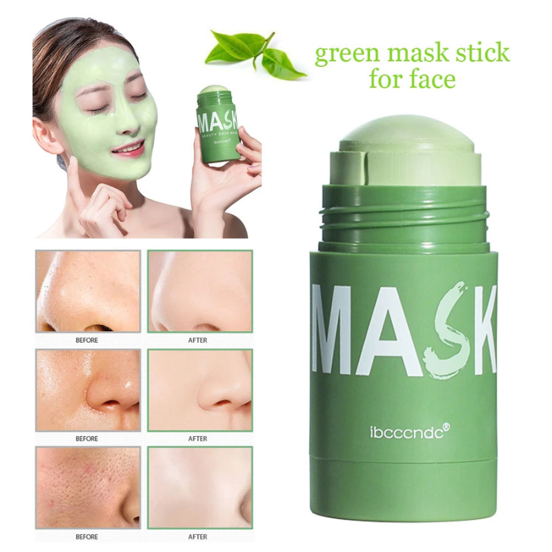 Máscara Facial de Chá Verde em Bastão 40g – Limpeza Profunda, Controle de Oleosidade e Redução de Poros