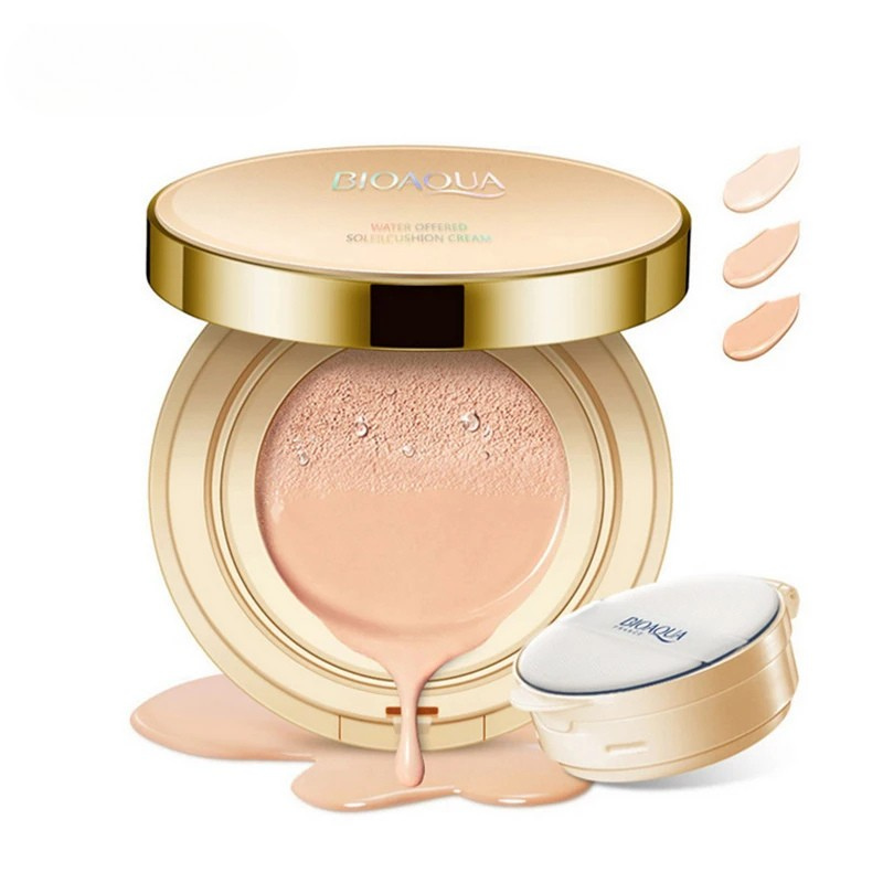 Base Cushion Clareadora BIOAQUA – Cobertura Perfeita e Hidratação com Efeito BB Cream