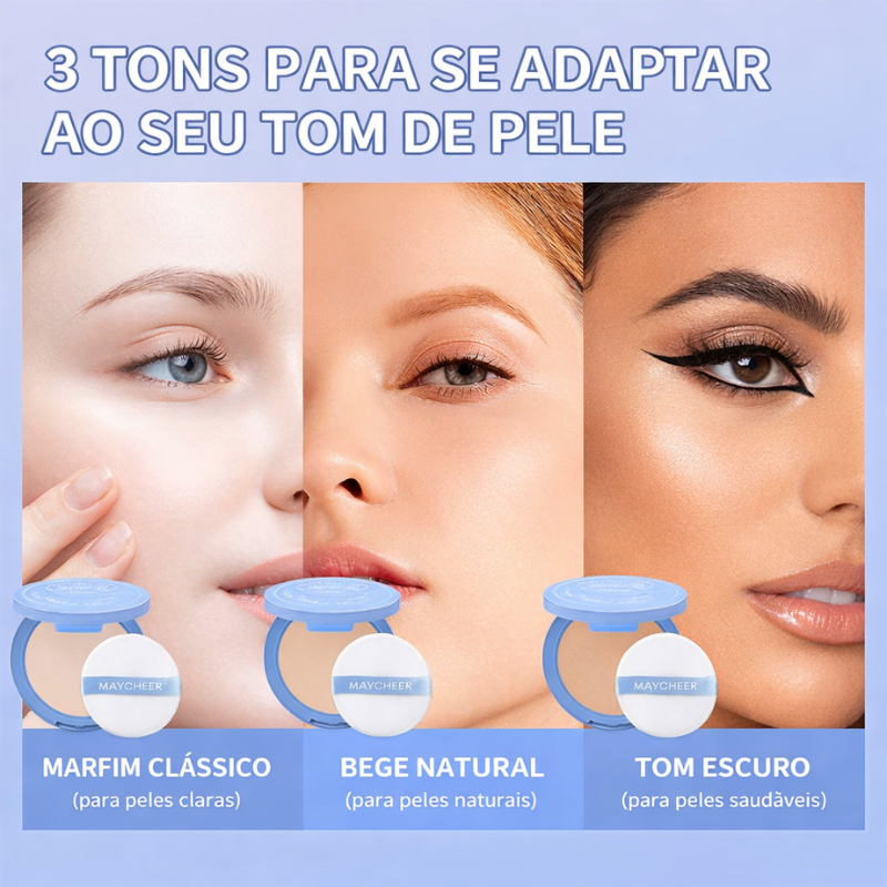 Pó Facial Matte Maycheer – Controle de Oleosidade e Efeito Impecável