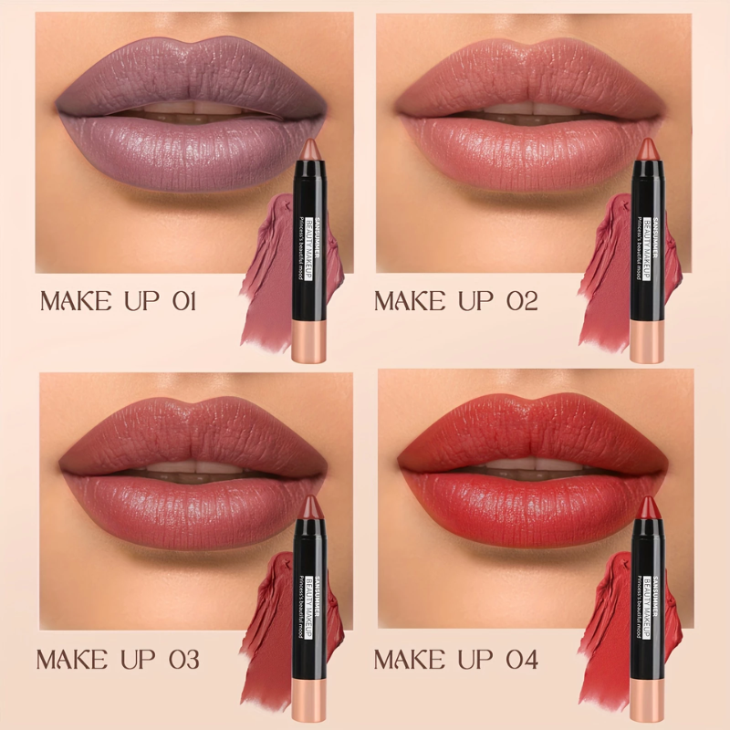(COMPRE 1 LEVE 2) Lápis Labial Matte à Prova d’Água SANSUMMER – Cor Intensa e Conforto o Dia Todo