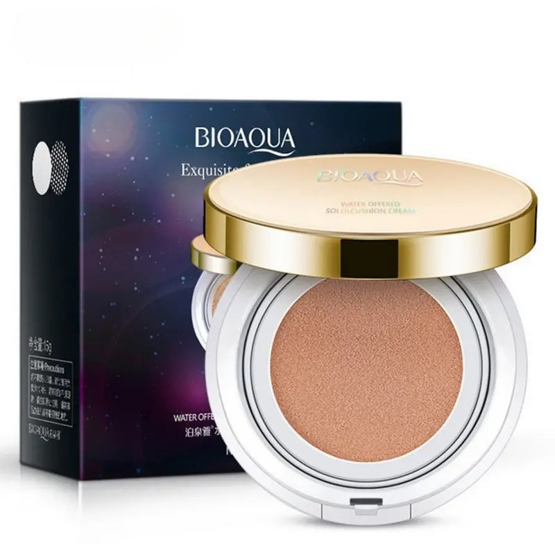 Base Cushion Clareadora BIOAQUA – Cobertura Perfeita e Hidratação com Efeito BB Cream