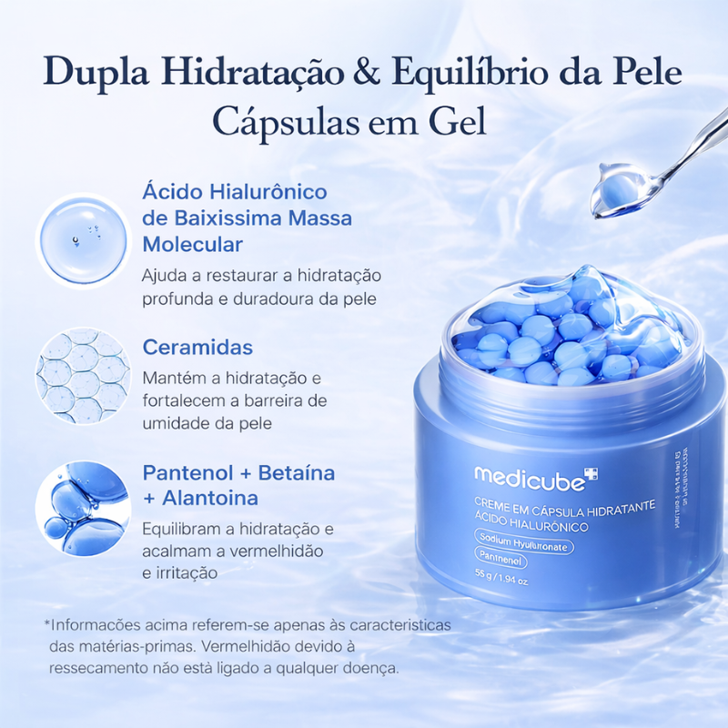 Medicube Hialurônico Cápsula Creme 55g – Creme Facial com Ácido Hialurônico e Cápsulas Hidratantes