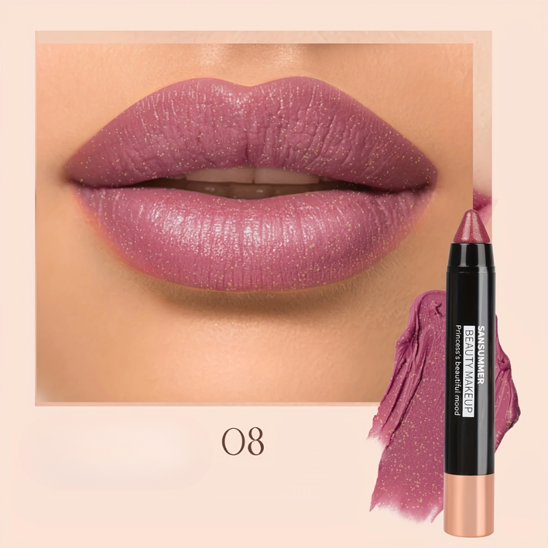 (COMPRE 1 LEVE 2) Lápis Labial Matte à Prova d’Água SANSUMMER – Cor Intensa e Conforto o Dia Todo