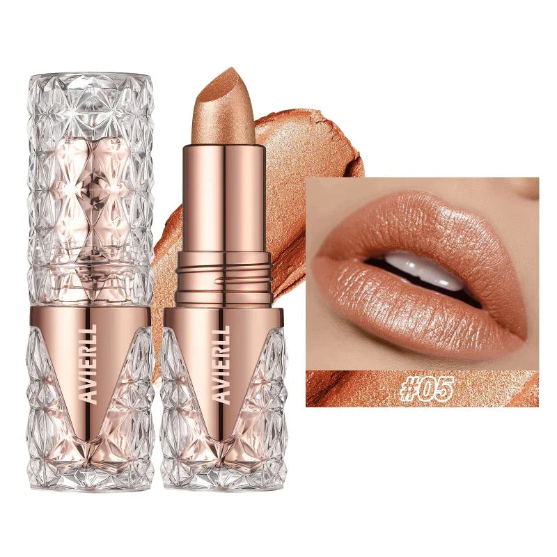 (Compre 2 e Leve 6) Batom One Gold Hidratante de Longa Duração com Glitter À Prova D'Água