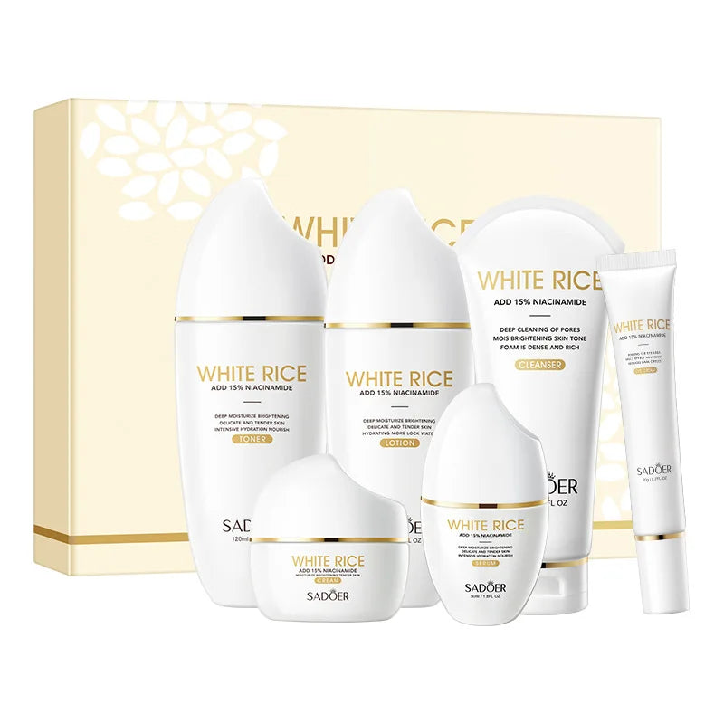 Conjunto de Cuidados Essenciais com a pele VaporOne, soro facial clareador, creme removedor de rugas, encolhe os poros, desbota, melanina opaca, hidrata e ilumina, (6 peças)