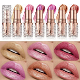 (Compre 2 e Leve 6) Batom One Gold Hidratante de Longa Duração com Glitter À Prova D'Água
