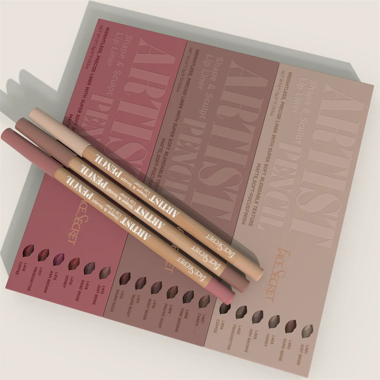 Conjunto Lápis Delineador Labial Face Secret Artist Shape Sculpt
