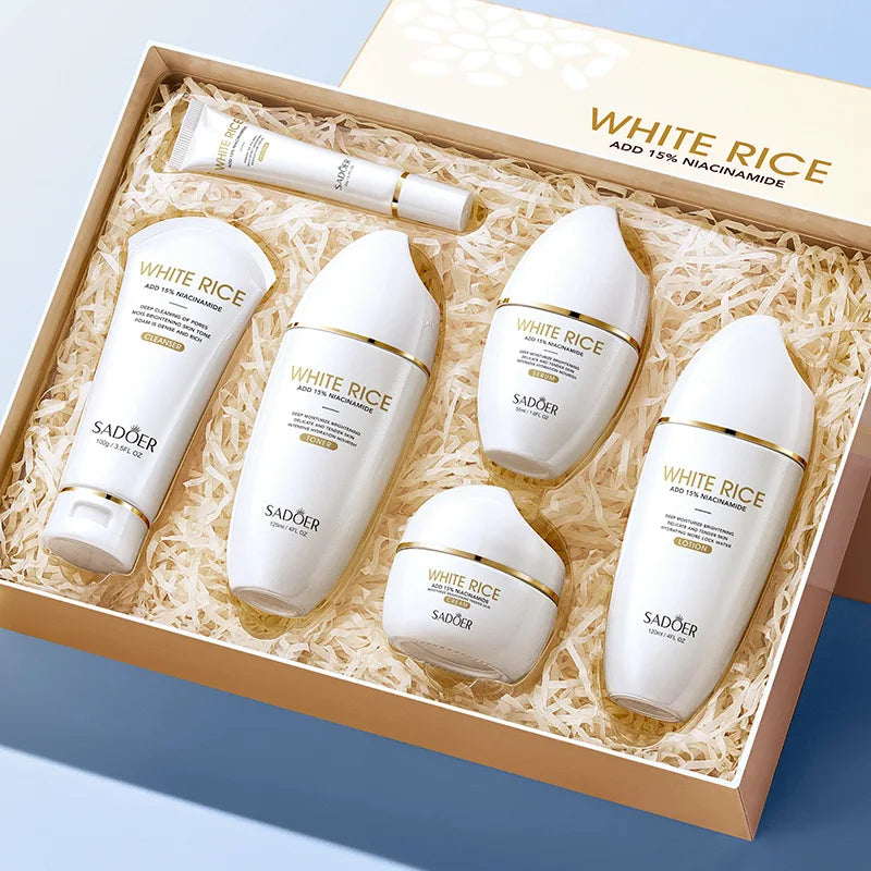 Conjunto de Cuidados Essenciais com a pele VaporOne, soro facial clareador, creme removedor de rugas, encolhe os poros, desbota, melanina opaca, hidrata e ilumina, (6 peças)