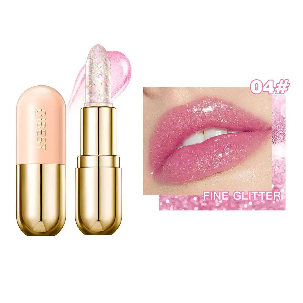 Batom Hidratante com Glitter Gelatinoso Impermeável 24 Horas